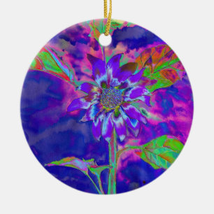 Ornement En Céramique Élégant tournesol à fleurs violettes