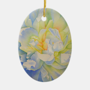 Ornement En Céramique Elégante aquarelle fleurie de pivoine blanche