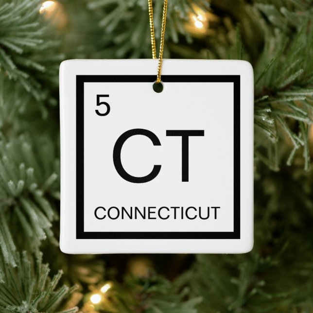 Ornement En Céramique Élément de table périodique Nerdy du Connecticut (Arbre)