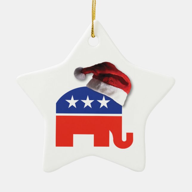 Ornement En Céramique Eléphant républicain portant un Casquette du Père  (Devant)