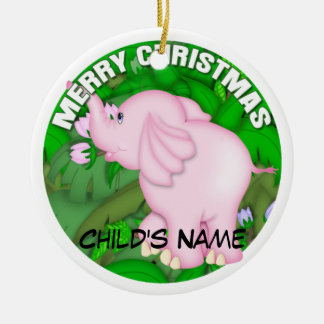 Ornement En Céramique Éléphant rose de Joyeux Noël