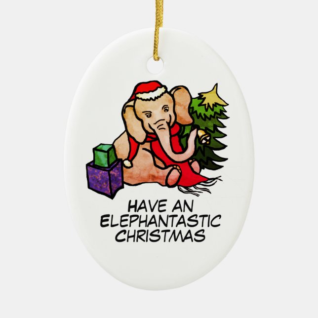 Ornement En Céramique Elephantastic mignon Père Noël Elephants Noël (Devant)