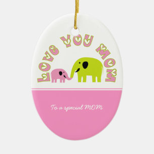 Ornement En Céramique Eléphants mignons Mère Enfant Fête des mères cadea