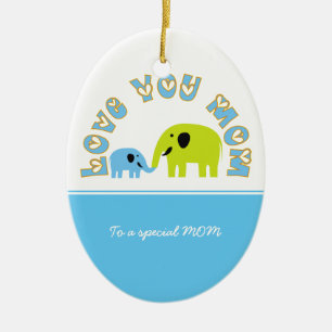 Ornement En Céramique Eléphants mignons Mère Enfant Fête des mères cadea