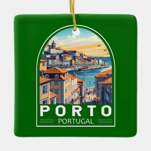Ornement En Céramique Emblème d'art touristique Porto Portugal (Devant)