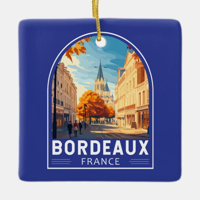 Ornement En Céramique Emblème d'Art Voyage de Bordeaux France (Devant)