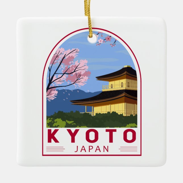 Ornement En Céramique Emblème de voyage rétros de Kyoto Japon (Devant)