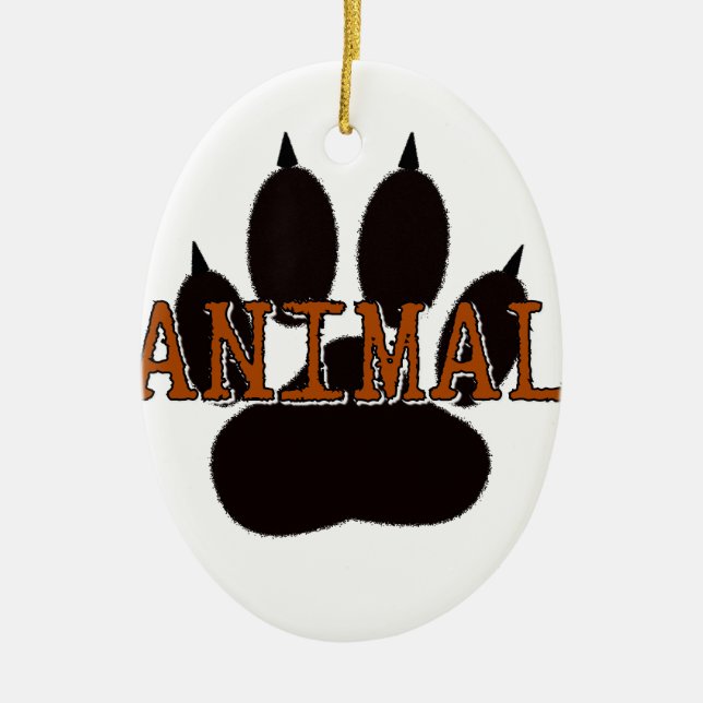 Ornement En Céramique Empreinte de patte d'animal noir (Devant)