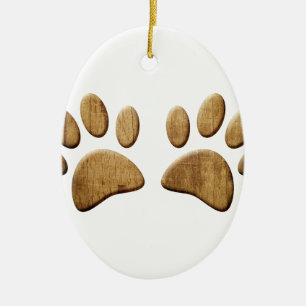 Ornement En Céramique Empreinte de patte de chien de bois