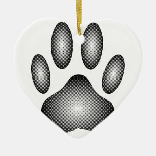 Ornement En Céramique Empreinte de patte de chien en dégradé noir et bla
