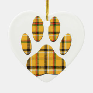 Ornement En Céramique Empreinte de patte de chien Tartan