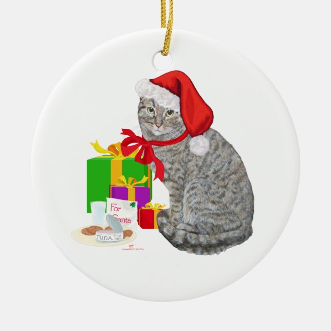 Ornement En Céramique En attente de Père Noël (Devant)