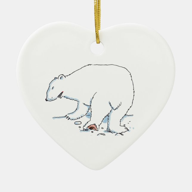 Ornement en céramique en forme de cœur d'ours pola (Devant)