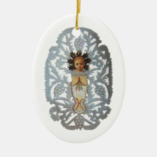Ornement En Céramique Enfant Jésus, Antique Papier de Noël Carture