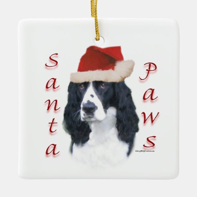 Ornement En Céramique English Springer Spaniel Père Noël (Devant)