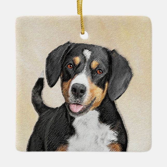 Ornement En Céramique Entlebucher Mountain Dog Peinture - Art original (Devant)