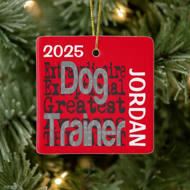 Ornement En Céramique Entraîneur de chien Extraordinaire PERSONNALISÉ (Arbre)