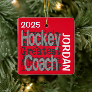 Ornement En Céramique Entraîneur de hockey Extraordinaire PERSONNALISÉ