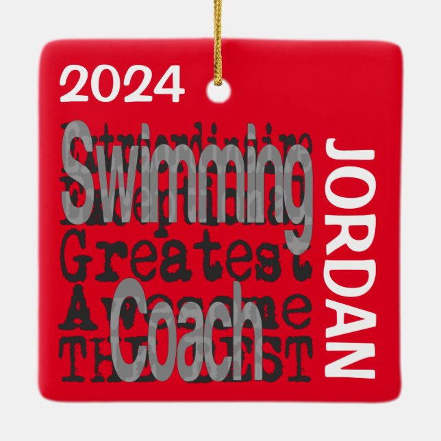Ornement En Céramique Entraîneur de natation Extraordinaire PERSONNALISÉ (Dos)
