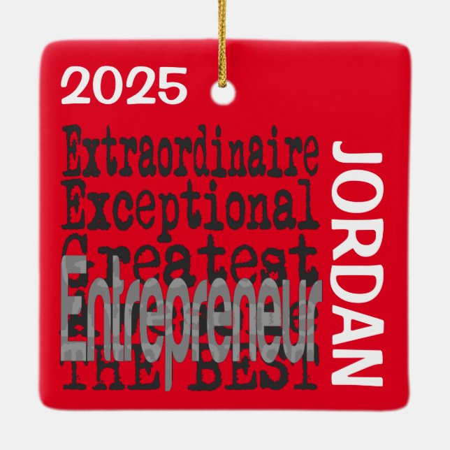 Ornement En Céramique Entrepreneur Extraordinaire PERSONNALISÉ (Dos)