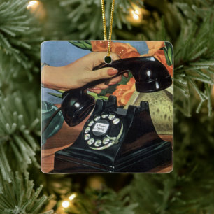 Ornement En Céramique Entreprise Vintage, Téléphone Ancien avec Cadran R