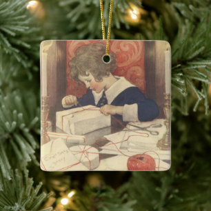 Ornement En Céramique Envelopper les cadeaux de Noël, Jessie Willcox Smi