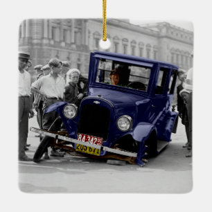 Ornement En Céramique Épave automatique antique noire et blanche vintag