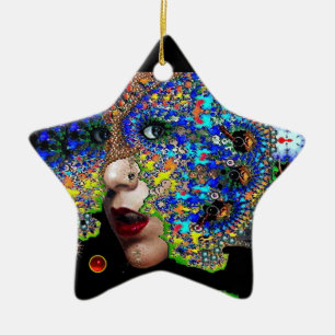 Ornement En Céramique EPHÉMERAL, Rubis rouge, Star du saphir bleu