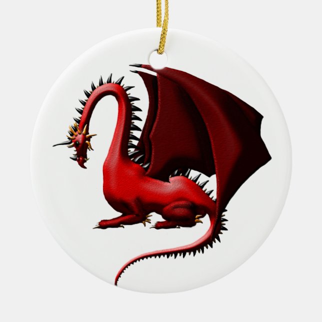 Ornement En Céramique Épine, le dragon rouge (Devant)