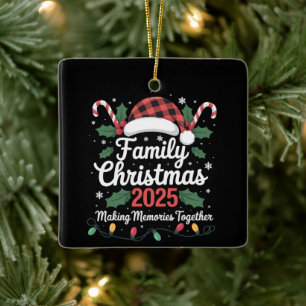 Ornement En Céramique Équipe de Noël familiale 2025 Groupe familial asso