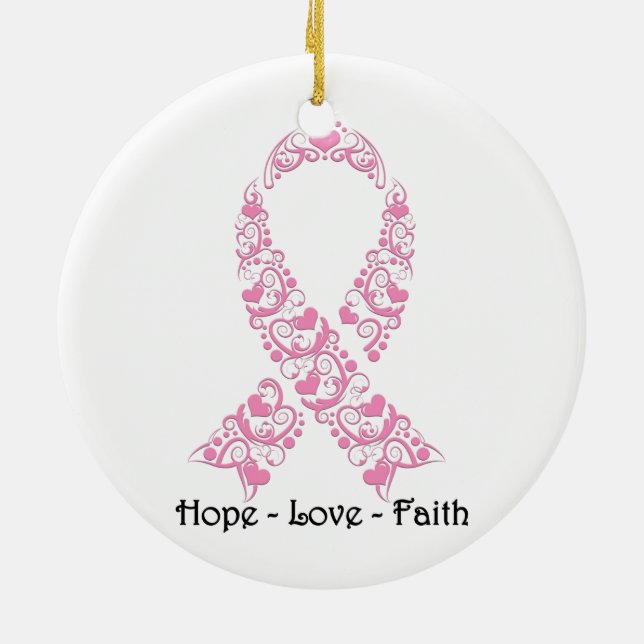 Ornement En Céramique Espoir Pink Awareness Ribbon (Dos)
