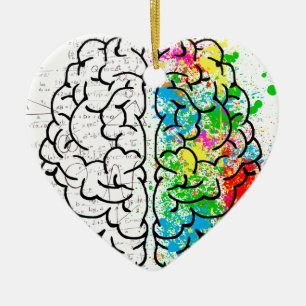 Ornement En Céramique esprit cerveau psychologie idée coeurs