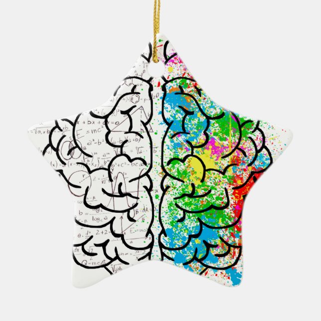 Ornement En Céramique esprit cerveau psychologie idée coeurs (Devant)