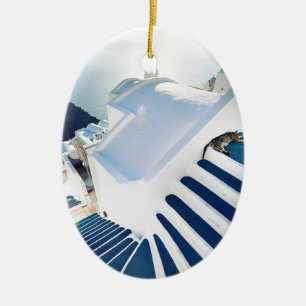 Ornement En Céramique Étapes de Santorini Oia, Grèce