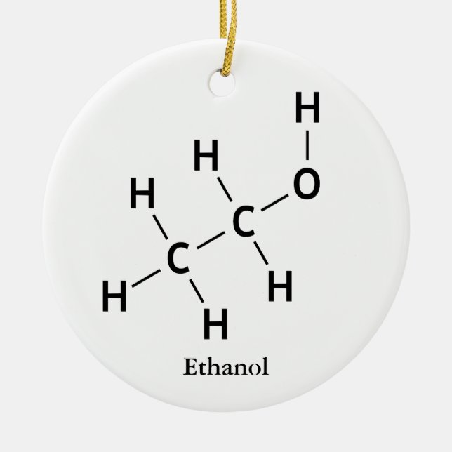 Ornement En Céramique Éthanol Cool de chimie de la molécule d'alcool (Devant)