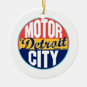 Ornement En Céramique Étiquette vintage de Detroit