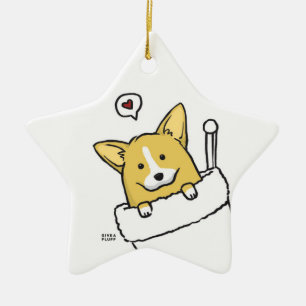 Ornement En Céramique Étoile de Corgs de bas