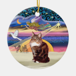 Ornement En Céramique Étoile de Noël - Maine Coon cat 9