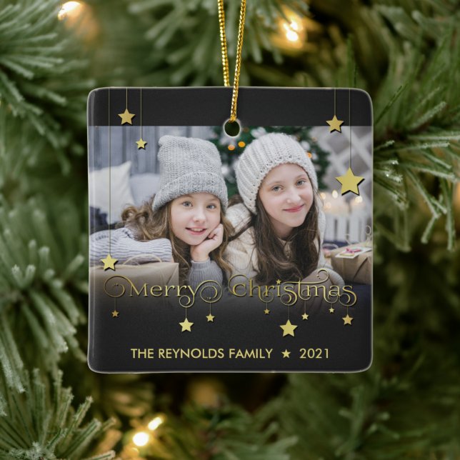 Ornement En Céramique Etoiles de Noël Joyeux Or Précieux (Arbre)