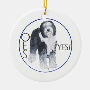 Ornement En Céramique Étude de tête de vieux chien de berger anglais