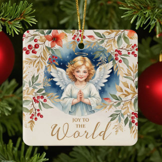Ornement En Céramique Exquisite Christmas Angel Flowers Victorian