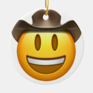 Ornement En Céramique Face émoticône cowboy