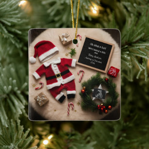 Ornement En Céramique Faire-part unique de grossesse de Noël