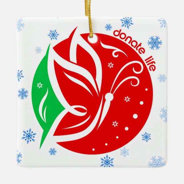 Ornement En Céramique Faire un don Vie Papillon Donateur Sensibilisation (Devant)