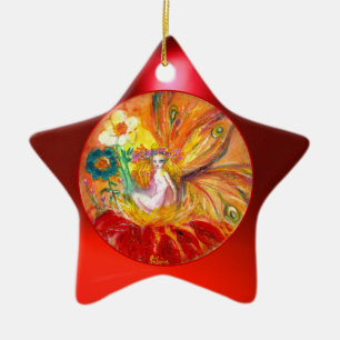 Ornement En Céramique FAIRY OF THE FLOWERS Red Ruby Star