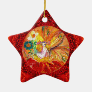 Ornement En Céramique FAIRY OF THE RED FLOWERS Imaginaire Star
