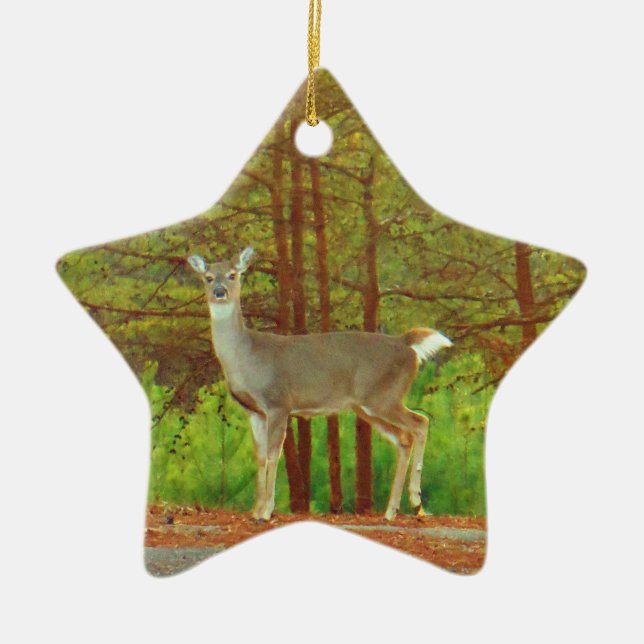 Ornement En Céramique Faites un cerf à la lisière des bois (Devant)