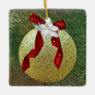 Ornement En Céramique Faith Magnolia Flower Christmas Ornament