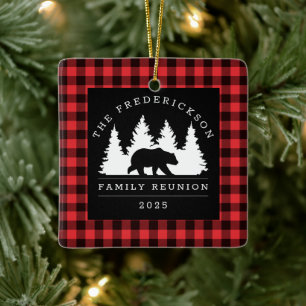 Ornement En Céramique Famille Buffle de Réunion Plaid Bear Forest