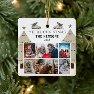 Ornement En Céramique Famille de camion d'arbre de Noël 6 Photomontage